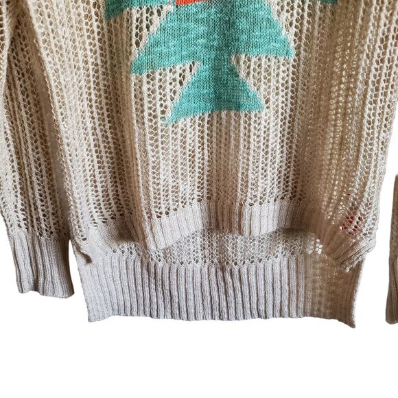 Ya Los Angeles Open Weave Aztez Southwestern Long Sleeve Sweater Medium - Picture 6 of 12